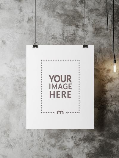 A2 Hanging Poster Mockup with Clips for Indoor Promotional Display