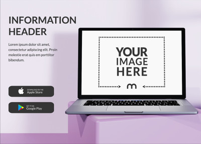App Promotion Design on Macbook Screen PSD Mockup