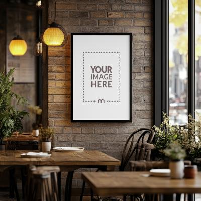 Black Frame Mockup for Monochrome Art Display