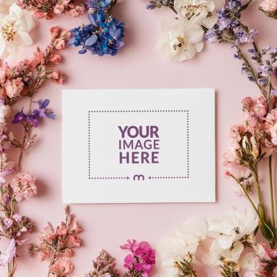 Card Mockup for Personalized Birthday Printable on Floral Background