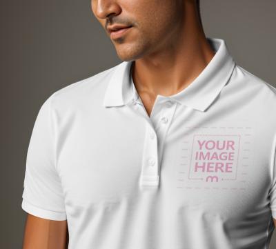 Closeup of Polo T-Shirt Logo Design Mockup Generator