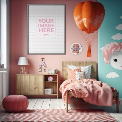 Colorful Children Room Poster Mockup Generator