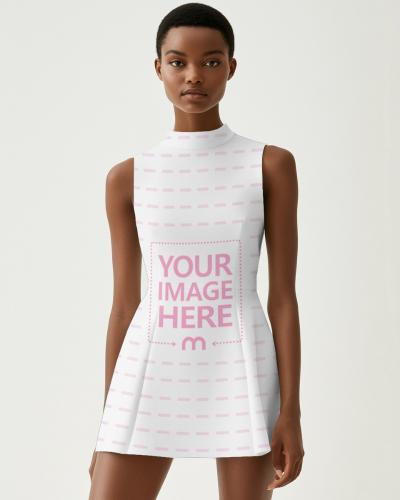 Female Model Wearing Dress Mockup for Apparel Branding