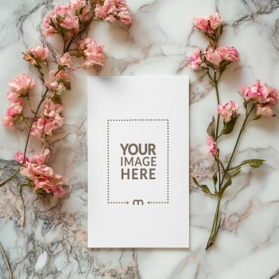 Floral Greeting Card Mockup for Stationery Designs