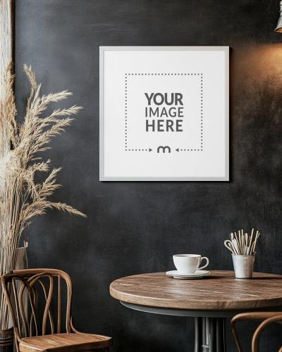 Frame Mockup Against Chalkboard Color Wall for Poster Display