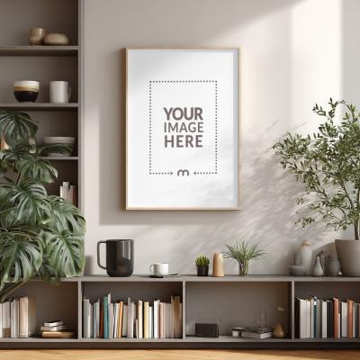 Frame Mockup on Office Wall for Motivational Posters