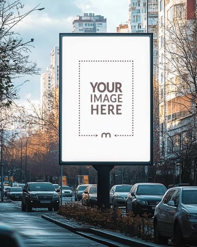 Front View Billboard Mockup for City Center Advertisements