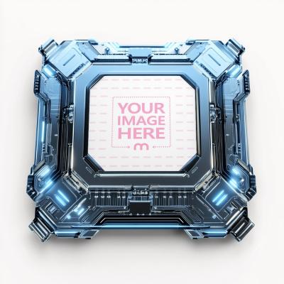 Futuristic Processor Chip Mockup for Innovation Marketing