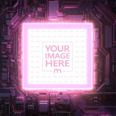 Glowing AI Microchip Mockup for Tech Hardware Promotion