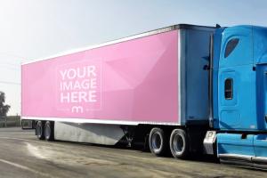 Large Banner Advertisement on Truck Mockup