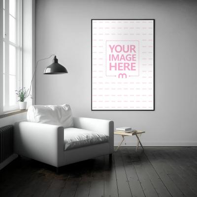 Mockup of An Empty Blank Poster on Living Room Wall