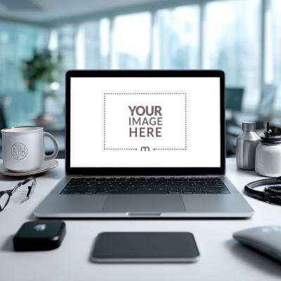 Office Laptop Screen Mockup for UI Design and Web App Display