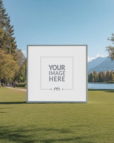 Oversized Outdoor Frame Mockup for Experimental Art Promotions