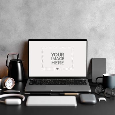 Professional Laptop Mockup for Workplace Productivity Showcase