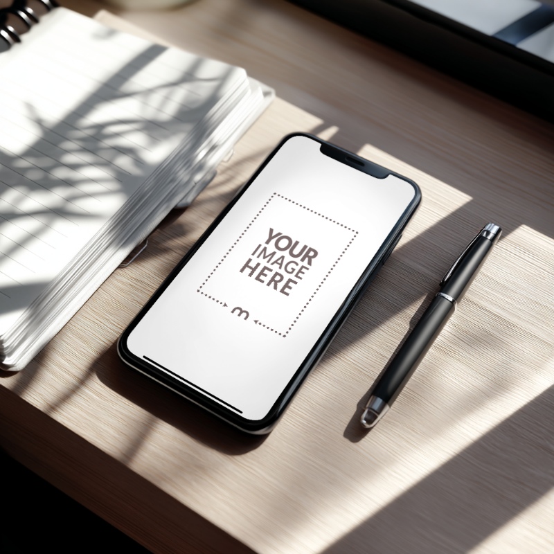 Smartphone Screen Mockup on Desk for App Presentation preview image