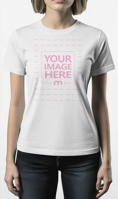 T-Shirt Mockup On Woman with Jeans