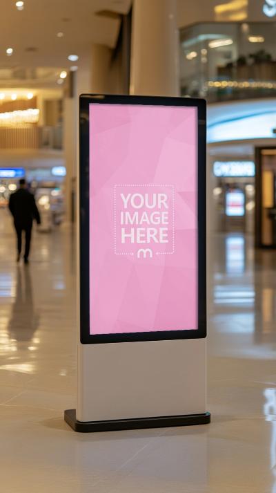 Touchscreen Kiosk Mockup in Mall for Digital Branding