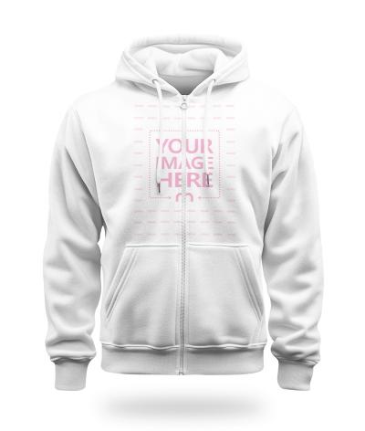White Fleece Zip-Up Hoodie Mockup for Winterwear Branding