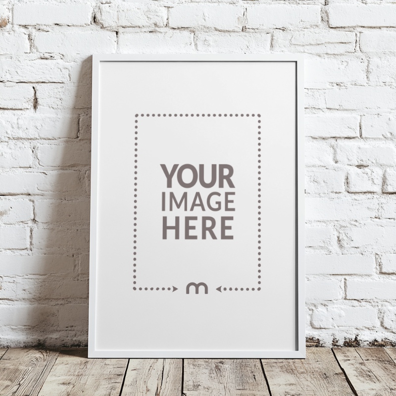White Frame Mockup in Living Room for Trendy Art Features preview image