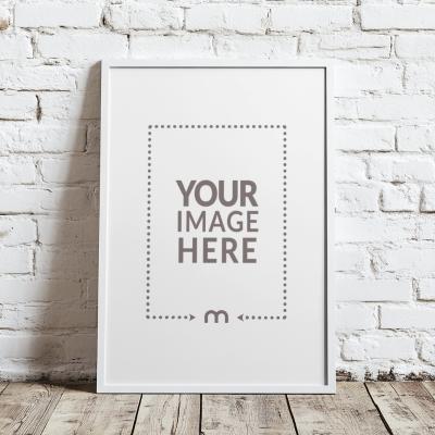White Frame Mockup in Living Room for Trendy Art Features
