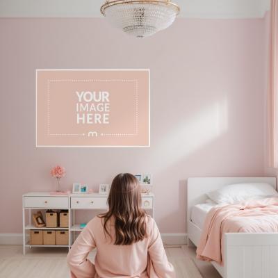Young Girl Looking at Landscape Poster Mockup Generator